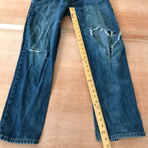 Ariat Jeans Men 30x30 Blue Mid Rise Distressed Destroyed Dark Wash Grunge Skater - Picture 7 of 12